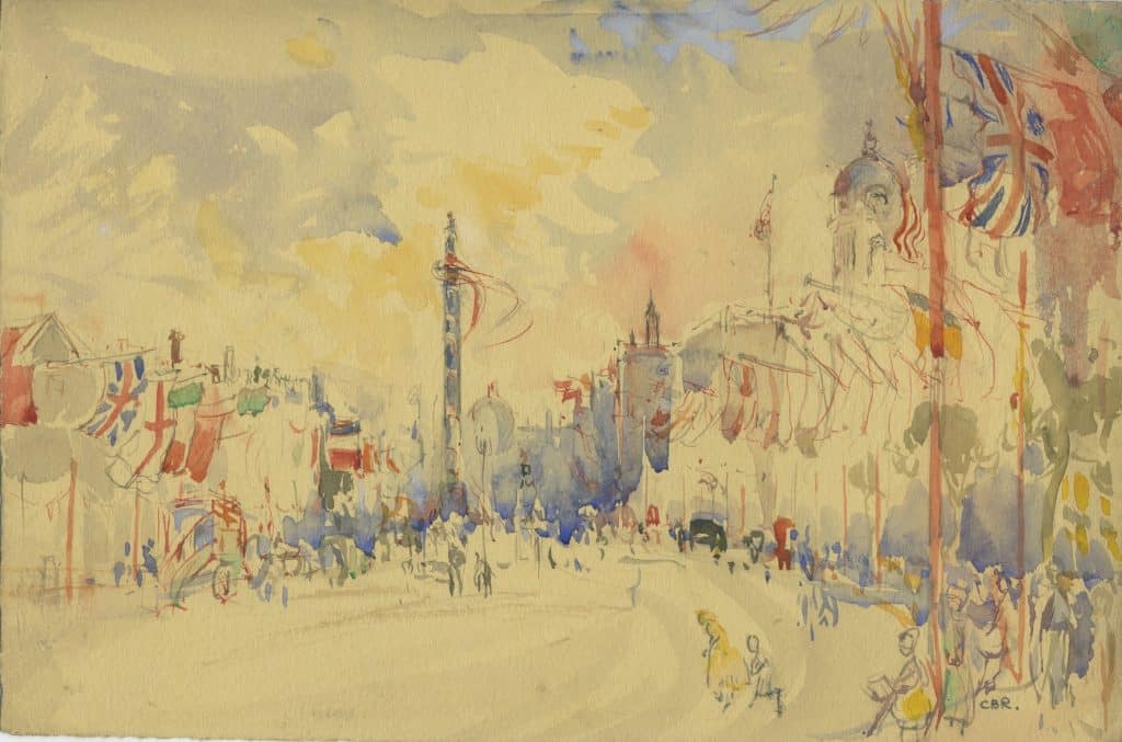 Painting of Nelson's Column from Horse Guards
