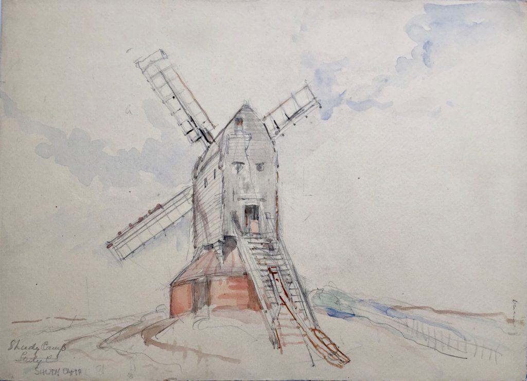 Painting of Shudy Camps windmill