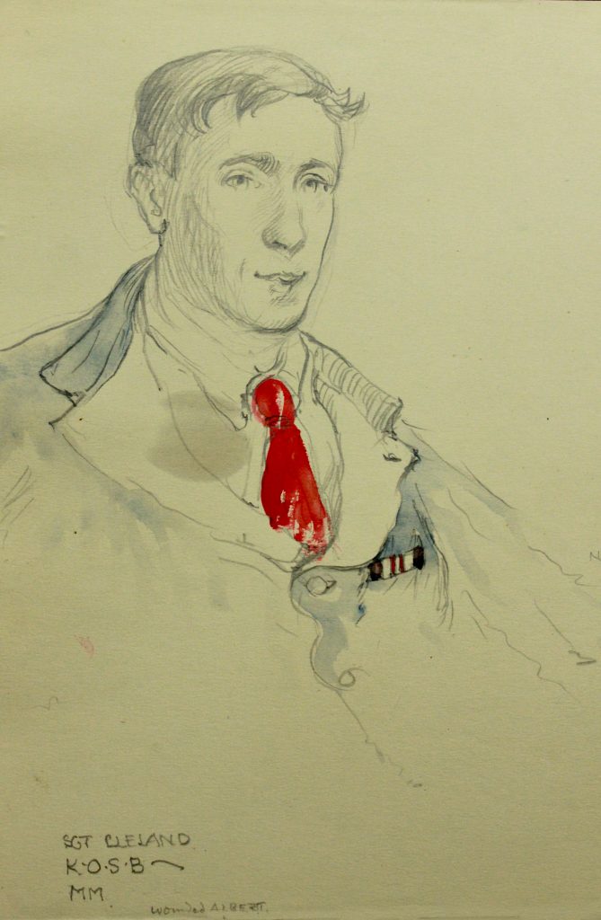 Sketch of Sgt CLELAND K.O.S.B MM / woulded Alberit?