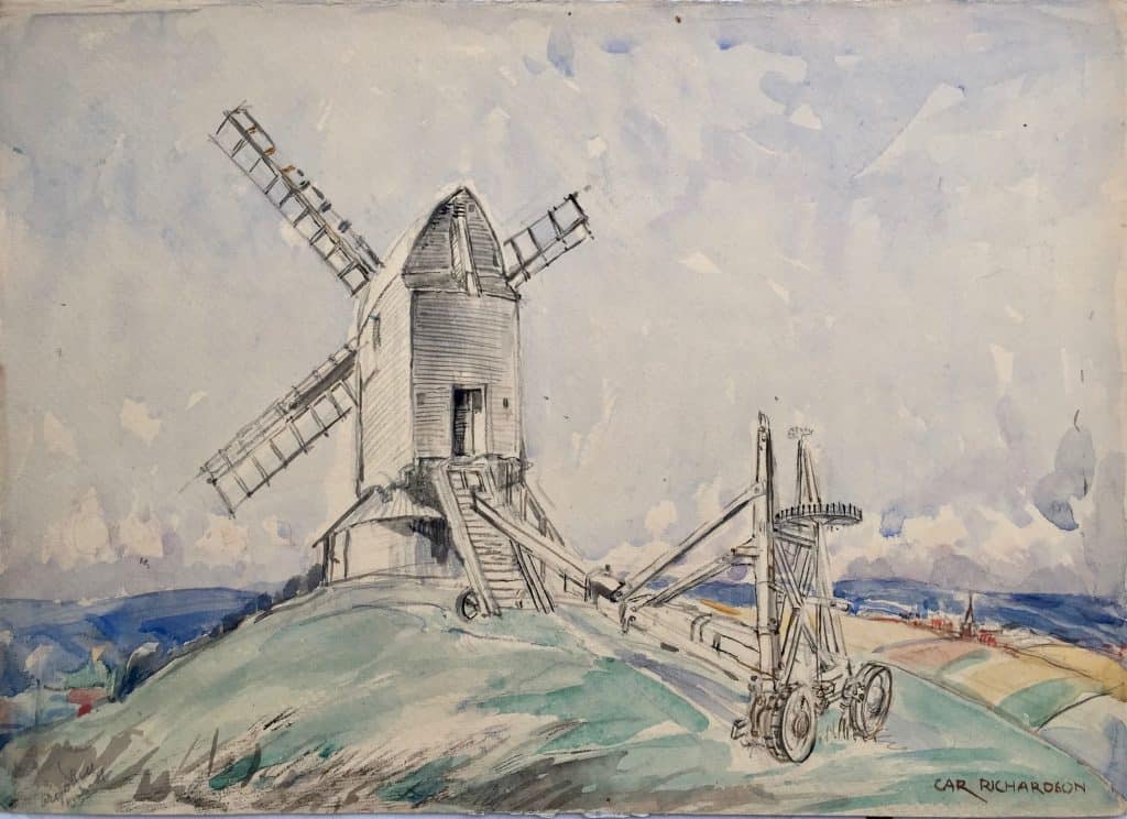 Painting by Caroline Richardson of Argos windmill